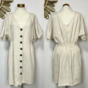 Flawless Linen Blend Button Front Dress